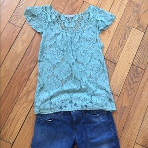 Charlotte Russe lacy top, mint green
